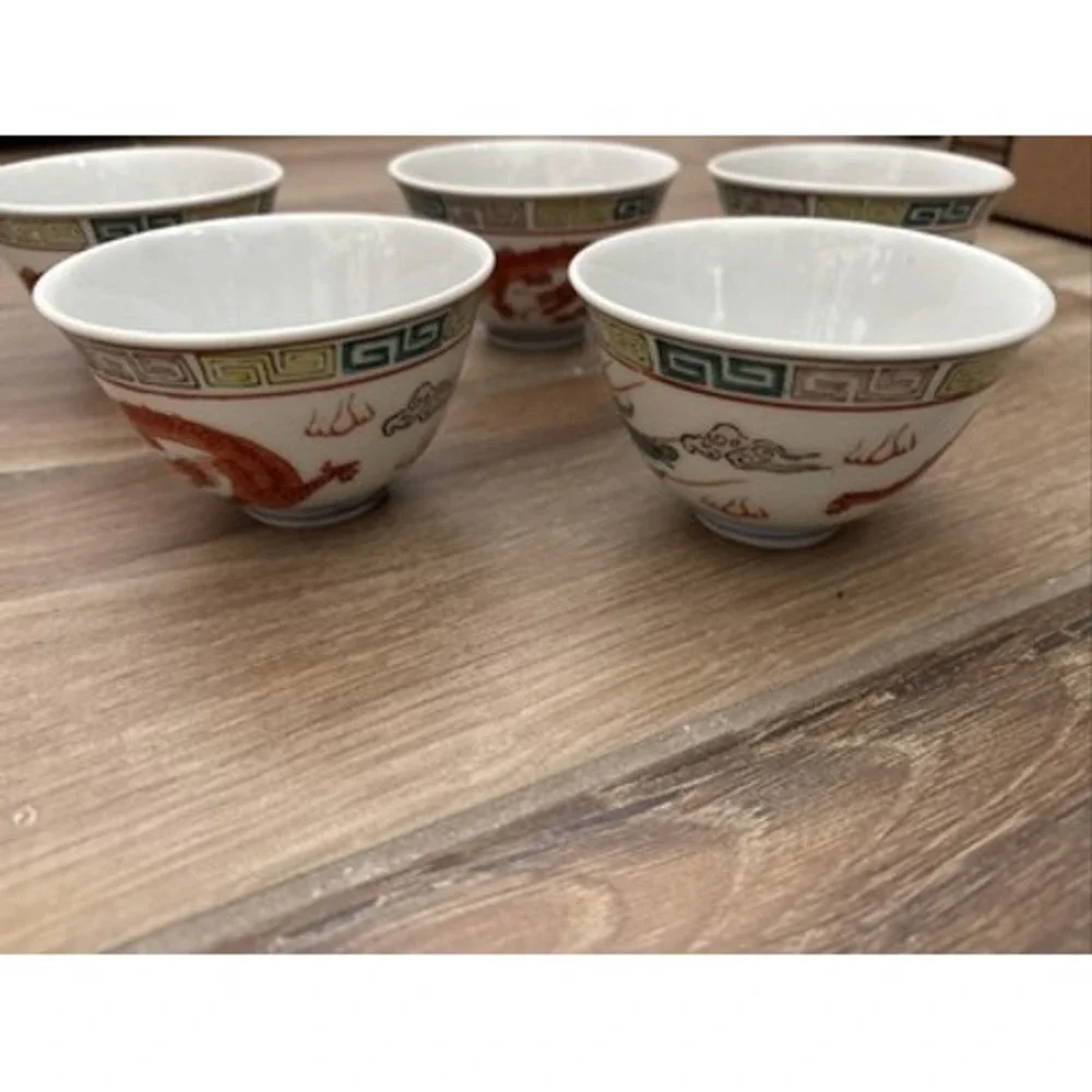Japanese dishes oval platter, smaller platter, 5 Cups, 5 Bowls‎